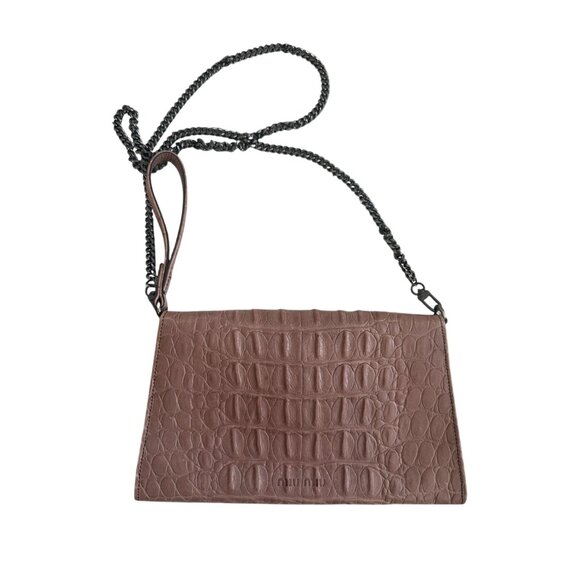 MIU MIU Mauve Crocodile Embossed Leather Clutch Crossbody Bag - Picture 3 of 13